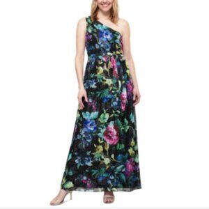 Sl Fashions Women's Floral-Print One-Shoulder Maxi Dress - Black Multi